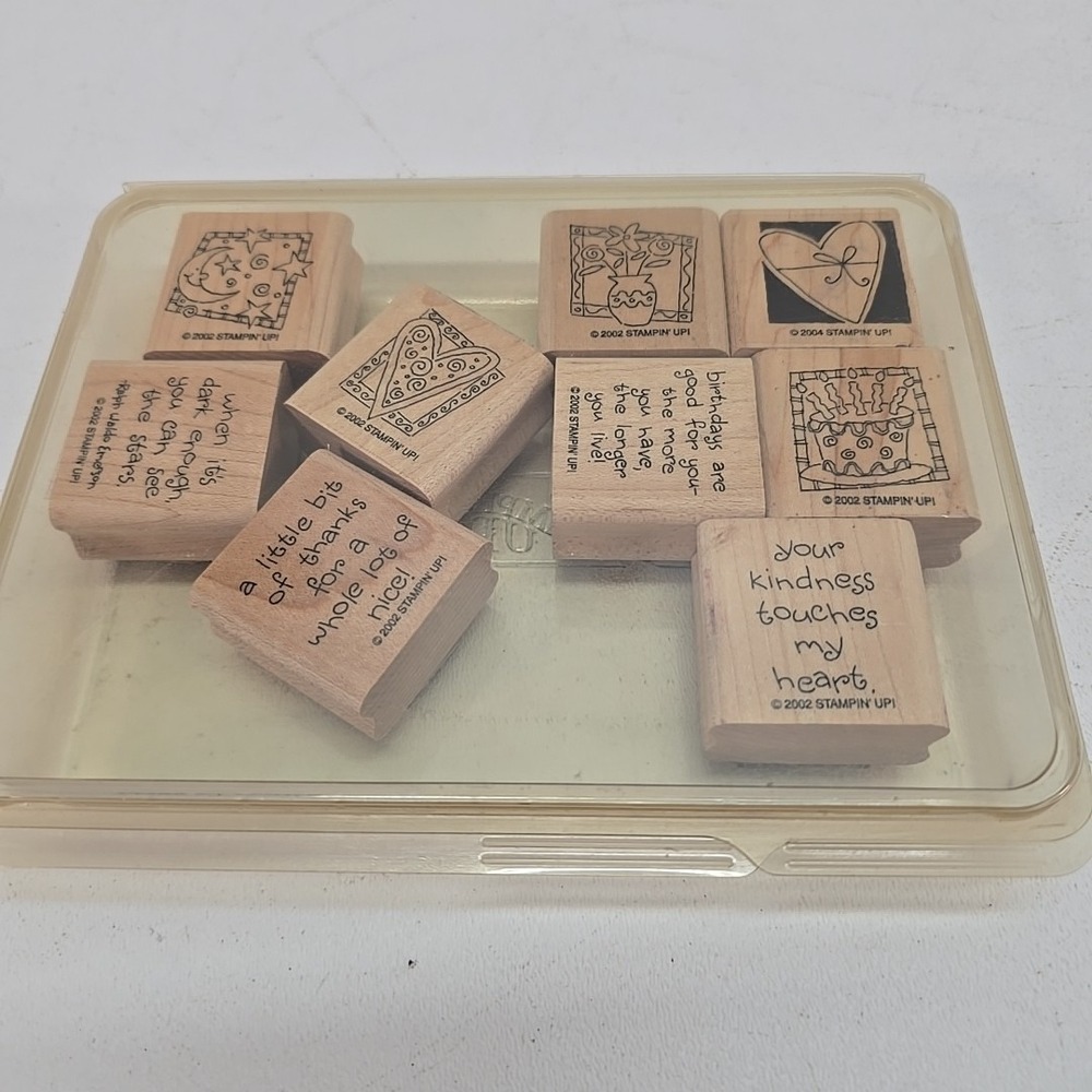 Stampin' Up! Quick and Cute  Wood Mount Rubber Stamp Set (Retired) Lot Of 9